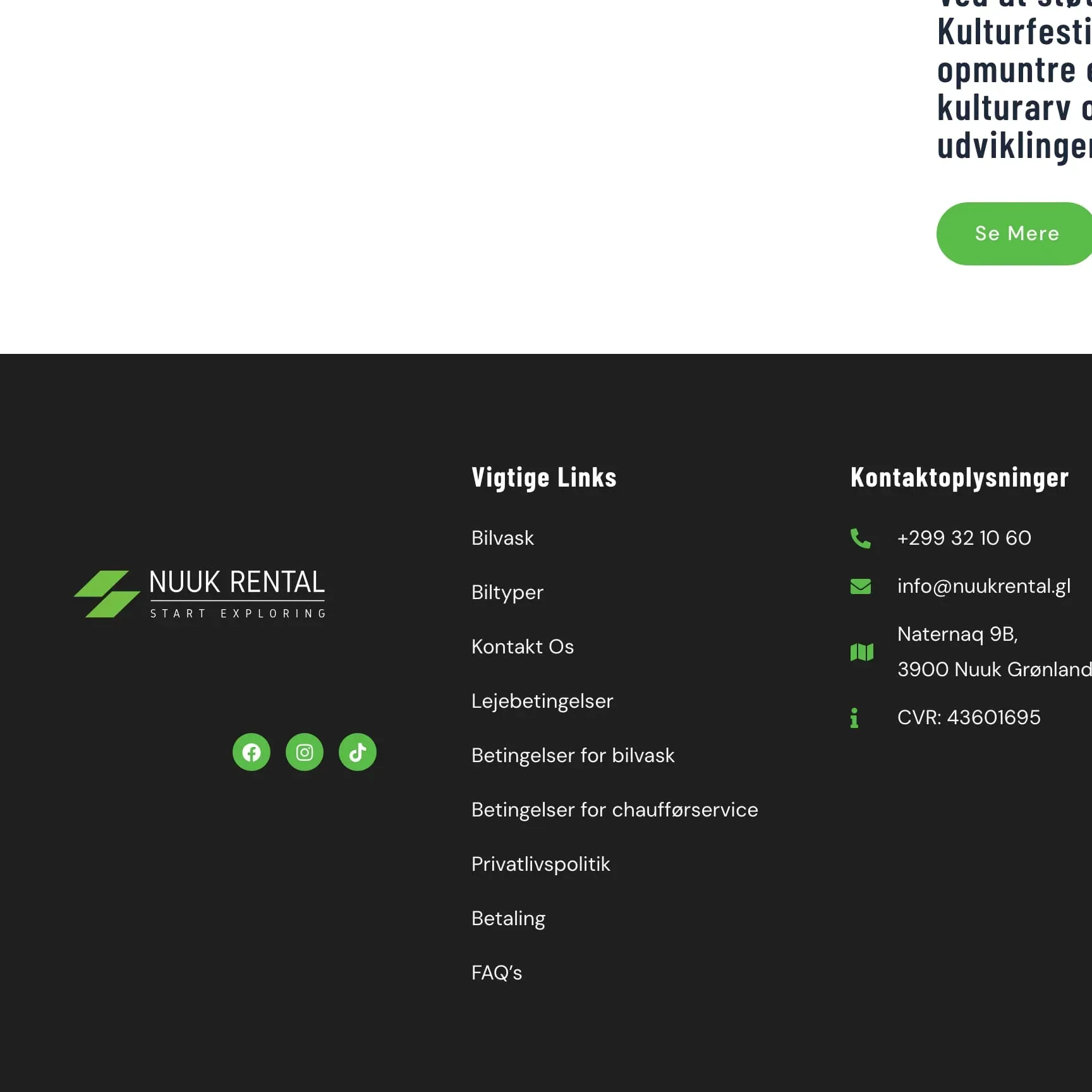 Nuuk Rental, Footer up close.