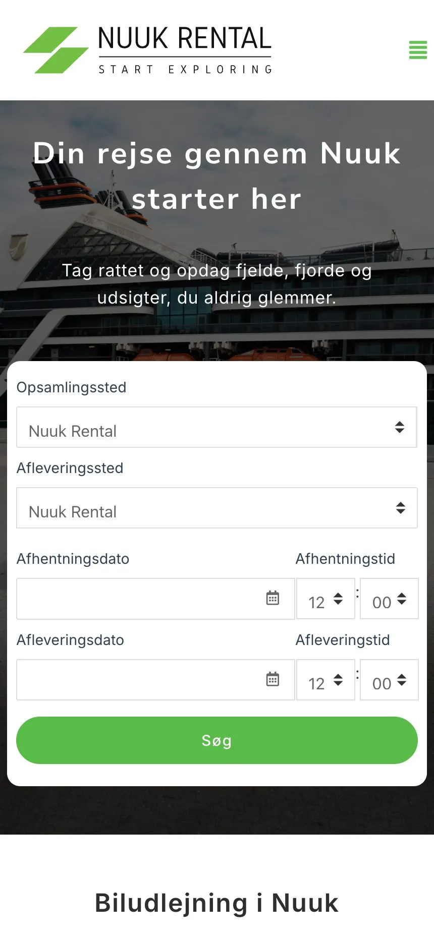 Nuuk Rental on a phone.