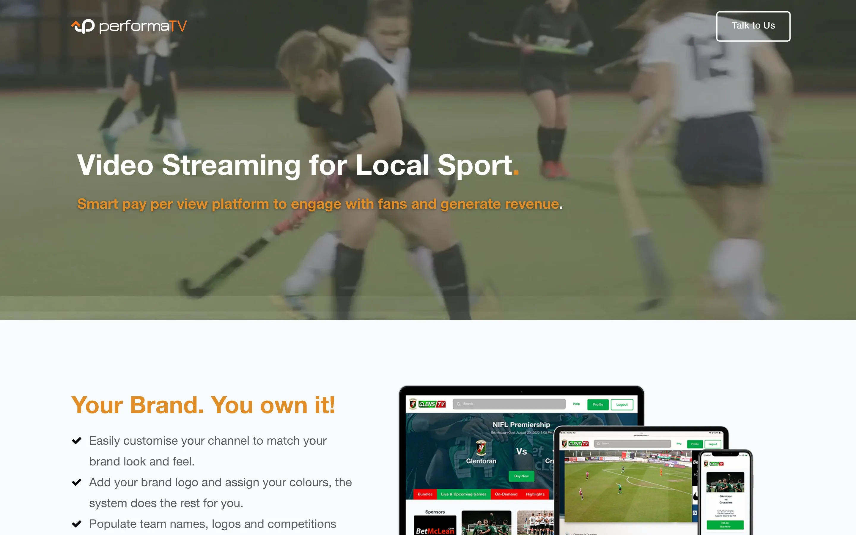 Performa TV (performatv.com): a full white-label broadcasting site running on the Performa TV platform