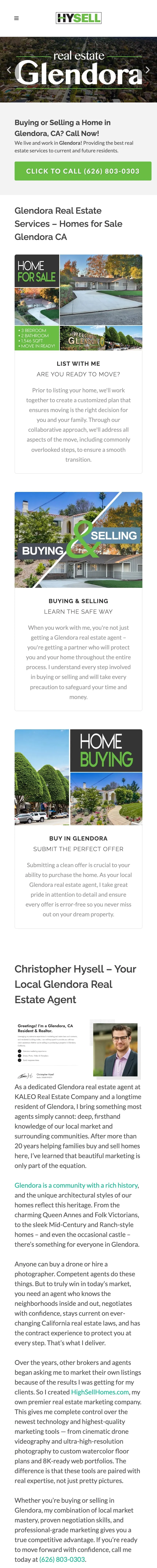 Real Estate Glendora on a phone.
