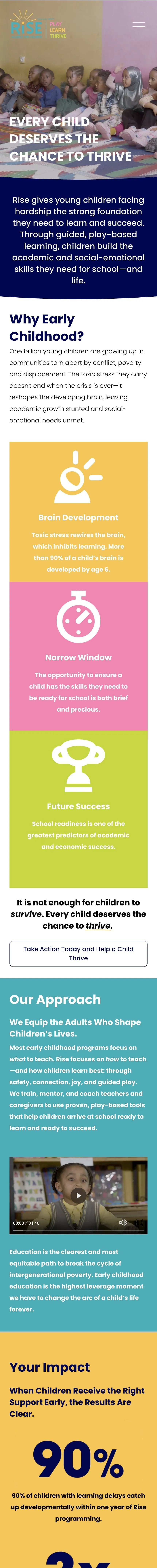 Rise Alliance for Children on a phone.